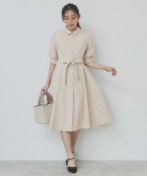 index / インデックス ミニ丈・ひざ丈ワンピース | ストライプシャツワンピース【洗濯機洗い可/イージーアイロン】 | 詳細11