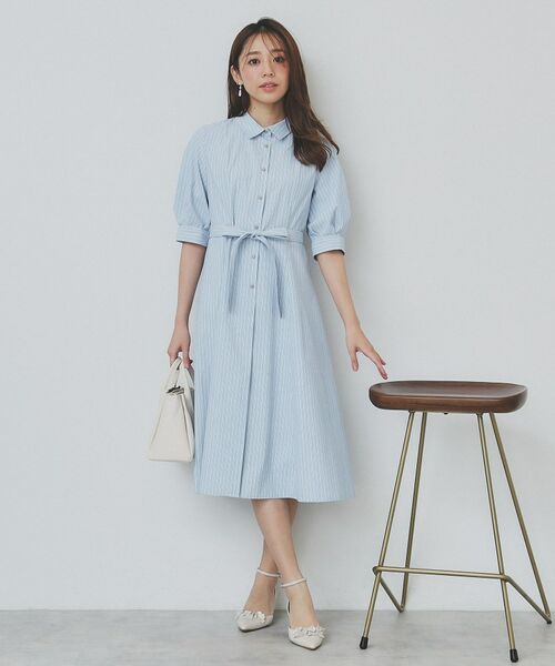 index / インデックス ミニ丈・ひざ丈ワンピース | ストライプシャツワンピース【洗濯機洗い可/イージーアイロン】 | 詳細17
