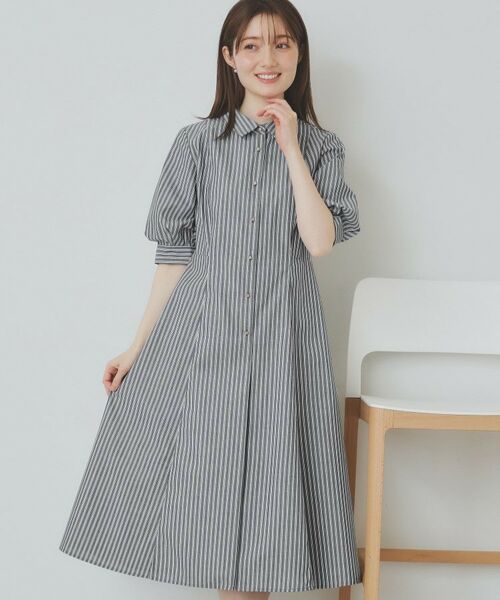 index / インデックス ミニ丈・ひざ丈ワンピース | ストライプシャツワンピース【洗濯機洗い可/イージーアイロン】 | 詳細4