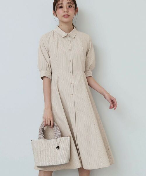 index / インデックス ミニ丈・ひざ丈ワンピース | ストライプシャツワンピース【洗濯機洗い可/イージーアイロン】 | 詳細9
