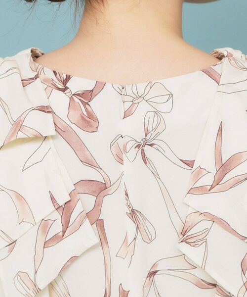 index / インデックス ミニ丈・ひざ丈ワンピース | 《美人百花掲載》リボン柄タックスリーブワンピース【洗濯機洗い可/イージーアイロン】 | 詳細13