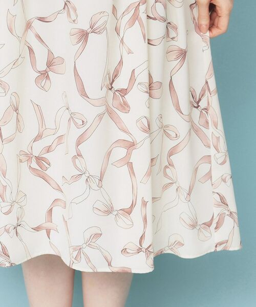 index / インデックス ミニ丈・ひざ丈ワンピース | 《美人百花掲載》リボン柄タックスリーブワンピース【洗濯機洗い可/イージーアイロン】 | 詳細15