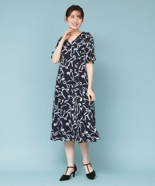 美人百花 美香着用ジョリーブティック 完売ペイズリーワンピース ピンク 2 ≪美人百花掲載≫ 水彩フラワータックワンピース【イージーケア