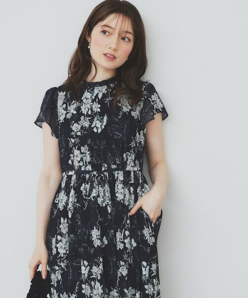 index / インデックス ミニ丈・ひざ丈ワンピース | マジョリカフレアワンピース【洗濯機洗い可】(ネイビー(194))