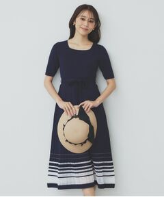 index / インデックス ミニ丈・ひざ丈ワンピース | シアーラインニットワンピース【UV/洗濯機洗い可】