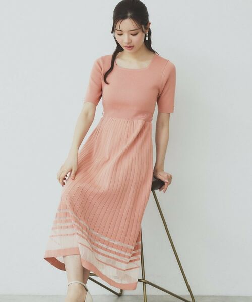 index / インデックス ミニ丈・ひざ丈ワンピース | シアーラインニットワンピース【UV/洗濯機洗い可】 | 詳細10