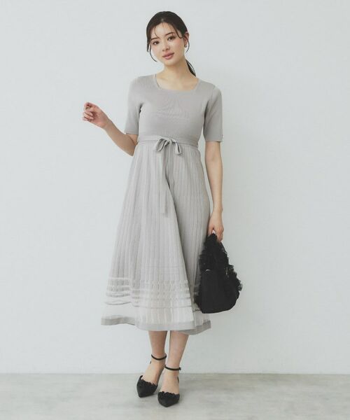 index / インデックス ミニ丈・ひざ丈ワンピース | シアーラインニットワンピース【UV/洗濯機洗い可】 | 詳細3