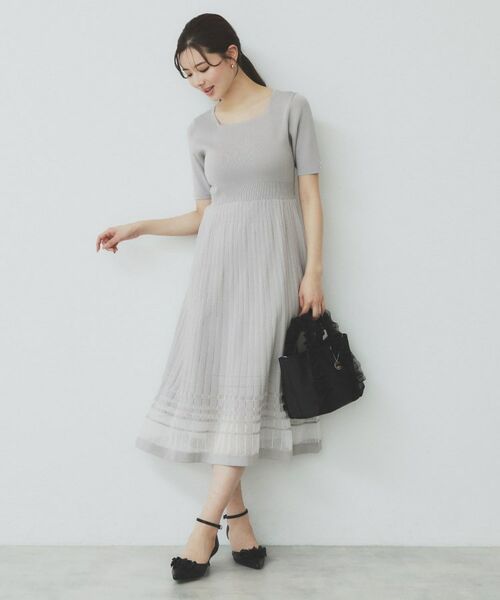 index / インデックス ミニ丈・ひざ丈ワンピース | シアーラインニットワンピース【UV/洗濯機洗い可】 | 詳細5