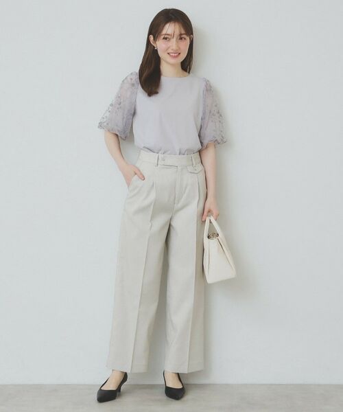 index / インデックス パンツ | サイドフラップストレッチワイドパンツ【洗濯機洗い可／イージーケア】 | 詳細12