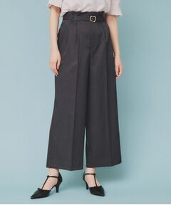 index / インデックス ショート・ハーフ・半端丈パンツ | ベルト付ストレッチワイドパンツ【防シワ/イージーアイロン/洗濯機洗い可】
