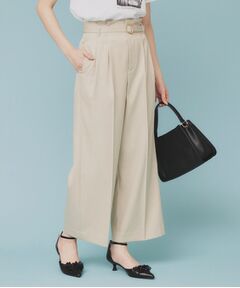 index / インデックス ショート・ハーフ・半端丈パンツ | ベルト付ストレッチワイドパンツ【防シワ/イージーアイロン/洗濯機洗い可】