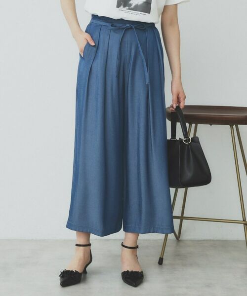 index / インデックス ショート・ハーフ・半端丈パンツ | シャンブレータックスカーチョ【接触冷感/洗濯機洗い可】 | 詳細1