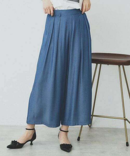 index / インデックス ショート・ハーフ・半端丈パンツ | シャンブレータックスカーチョ【接触冷感/洗濯機洗い可】 | 詳細2