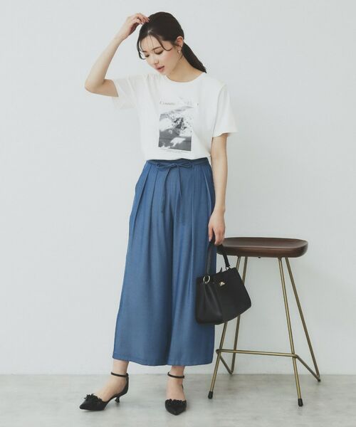 index / インデックス ショート・ハーフ・半端丈パンツ | シャンブレータックスカーチョ【接触冷感/洗濯機洗い可】 | 詳細3