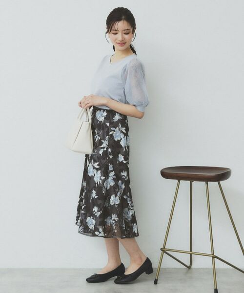 匿名配送 Linen フレアスカート セール】 花柄マーメイドフレアスカート【洗濯機洗い可