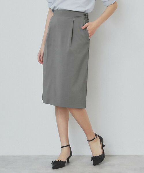 index / インデックス ミニ・ひざ丈スカート | ストレッチセミタイトスカート/セットアップ対応【洗濯機洗い可/抗ピル】 | 詳細1