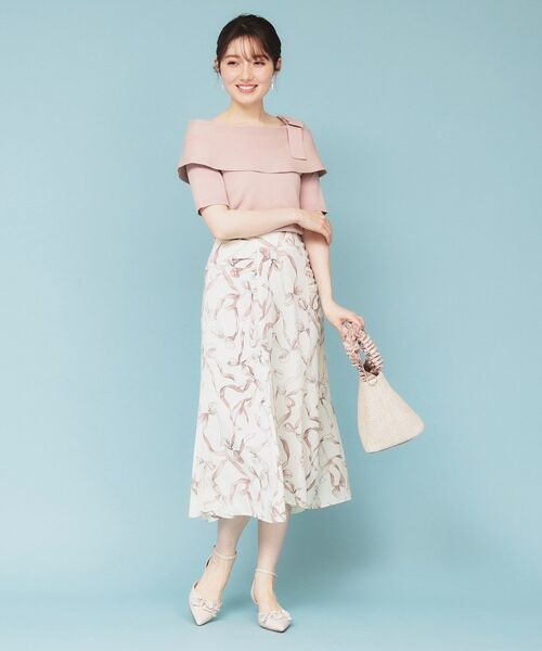 index / インデックス スカート | リボン柄マーメイドフレアスカート【洗濯機洗い可/イージーアイロン】 | 詳細3