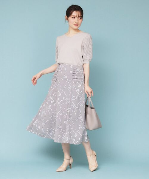 index / インデックス スカート | リボン柄マーメイドフレアスカート【洗濯機洗い可/イージーアイロン】 | 詳細6