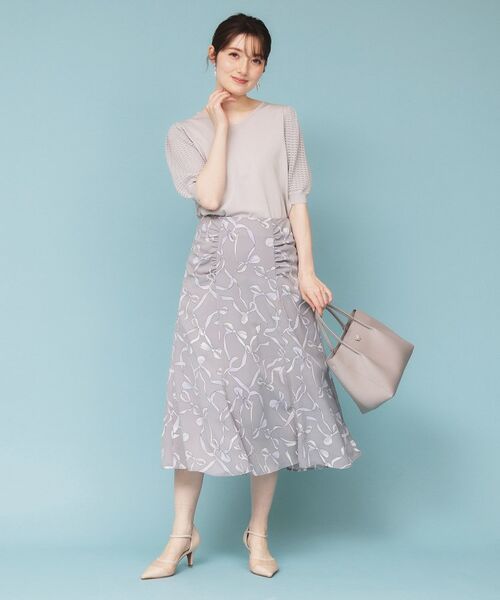 index / インデックス スカート | リボン柄マーメイドフレアスカート【洗濯機洗い可/イージーアイロン】 | 詳細7