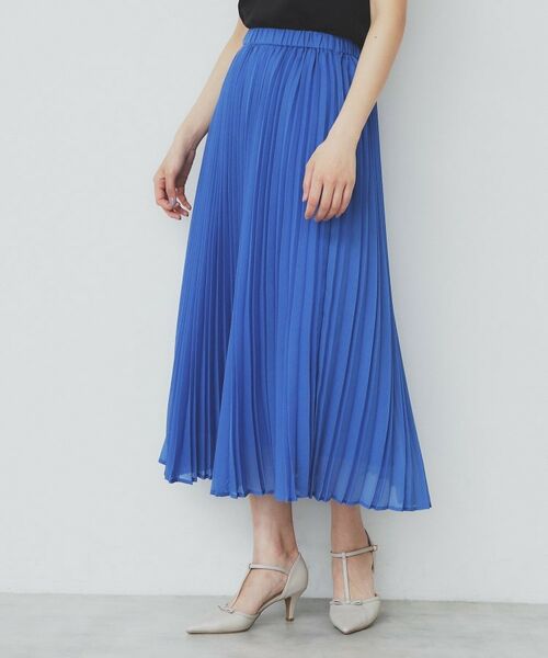index/インデックス シアープリーツフレアスカート【洗濯機洗い可】 ブルー(093) 00