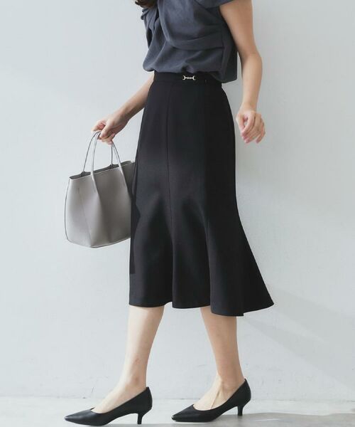 index / インデックス スカート | 麻調マーメイドフレアスカート【洗濯機洗い可/吸水速乾/防シワ/イージーアイロン】 | 詳細1