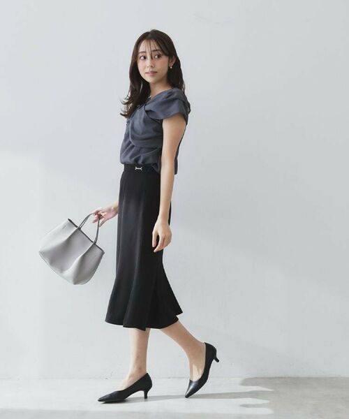 index / インデックス スカート | 麻調マーメイドフレアスカート【洗濯機洗い可/吸水速乾/防シワ/イージーアイロン】 | 詳細3