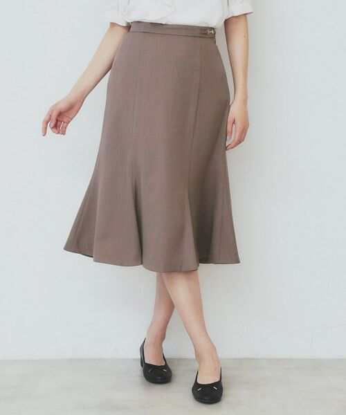 index / インデックス スカート | 麻調マーメイドフレアスカート【洗濯機洗い可/吸水速乾/防シワ/イージーアイロン】(モカブラウン(042))