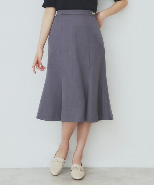 index / インデックス スカート | 麻調マーメイドフレアスカート【洗濯機洗い可/吸水速乾/防シワ/イージーアイロン】(チャコールグレー(814))