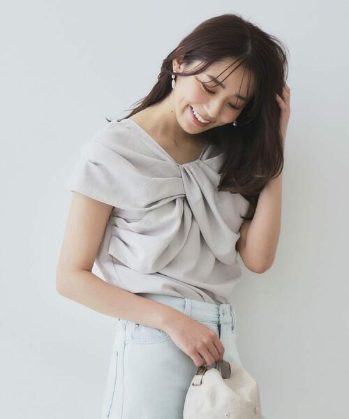 index / インデックス シャツ・ブラウス | ビッグリボンショールブラウス【洗濯機洗い可/吸水速乾/防シワ/抗ピル/イージーアイロン】 | 詳細3