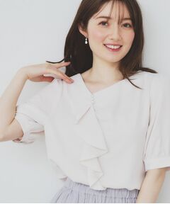 index / インデックス シャツ・ブラウス | アシメフリルパール調ブラウス【洗濯機洗い可/イージーアイロン】