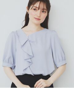 index / インデックス シャツ・ブラウス | アシメフリルパール調ブラウス【洗濯機洗い可/イージーアイロン】