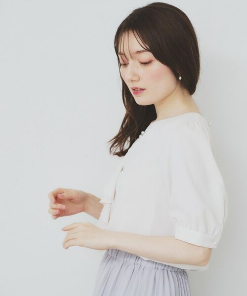 index / インデックス シャツ・ブラウス | アシメフリルパール調ブラウス【洗濯機洗い可/イージーアイロン】 | 詳細1