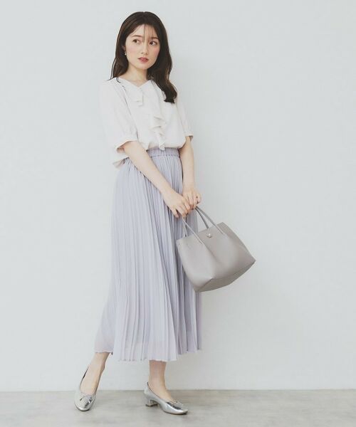 index / インデックス シャツ・ブラウス | アシメフリルパール調ブラウス【洗濯機洗い可/イージーアイロン】 | 詳細2