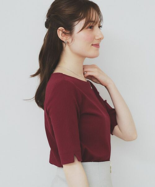 セール】 《7色展開/XS-LLサイズ》ボートネックリブトップス【UV