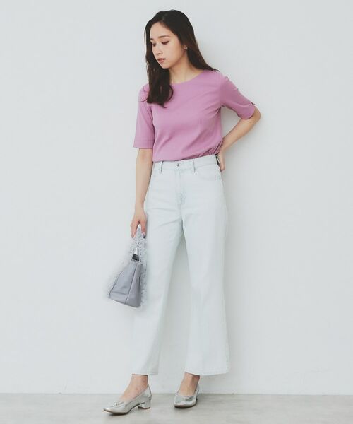 index / インデックス カットソー | 《7色展開/XS-LLサイズ》ボートネックリブトップス【UV/洗濯機洗い可】 | 詳細24