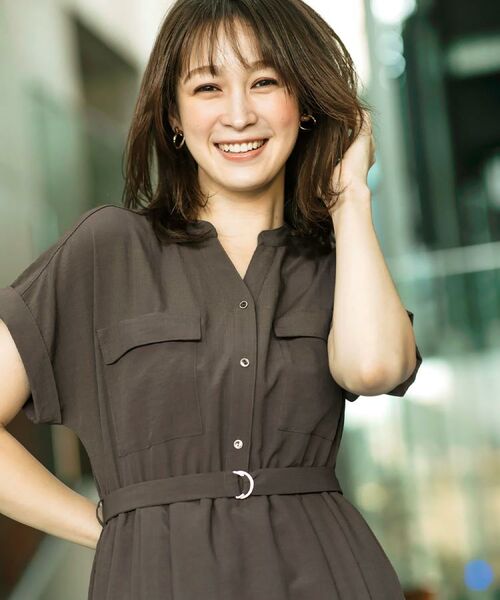 index / インデックス ロング・マキシ丈ワンピース | 《7色展開/XS-LLサイズ》ダブルポケットスキッパーシャツワンピース【吸水速乾/防シワ/イージーアイロン/抗ピル/洗濯機洗い可】 | 詳細1