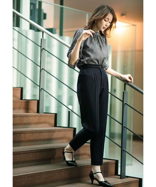 index / インデックス ショート・ハーフ・半端丈パンツ | ストレッチテーパードパンツ【洗濯機洗い可/吸水速乾/防シワ】 | 詳細1