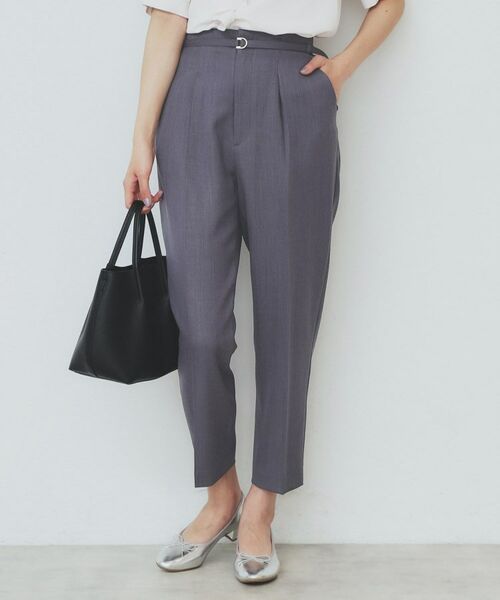 index / インデックス ショート・ハーフ・半端丈パンツ | ストレッチテーパードパンツ【洗濯機洗い可/吸水速乾/防シワ】(チャコールグレー(014))