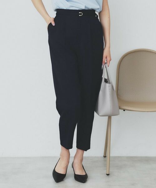 index / インデックス ショート・ハーフ・半端丈パンツ | ストレッチテーパードパンツ【洗濯機洗い可/吸水速乾/防シワ】(ネイビー(094))