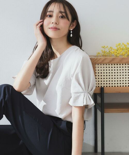 index / インデックス シャツ・ブラウス | 《8色展開/XS-LLサイズ》タックパフスリーブブラウス【洗濯機洗い可/吸水速乾/防シワ/抗ピル】 | 詳細13