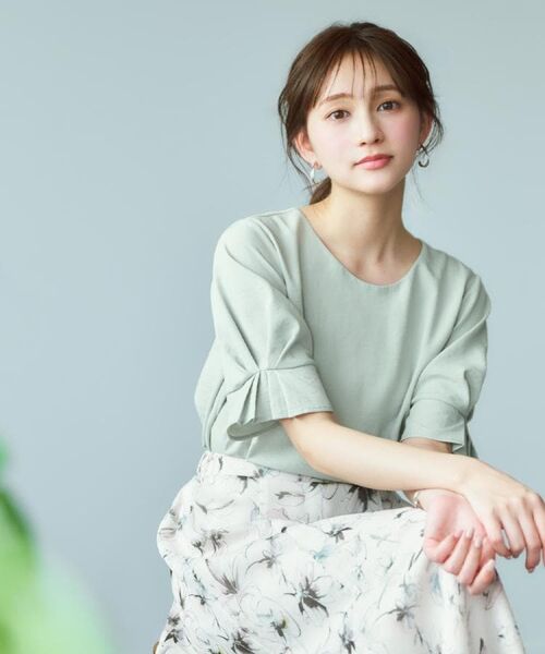 index / インデックス シャツ・ブラウス | 《8色展開/XS-LLサイズ》タックパフスリーブブラウス【洗濯機洗い可/吸水速乾/防シワ/抗ピル】 | 詳細2