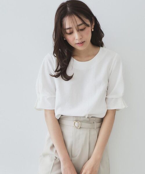 index / インデックス シャツ・ブラウス | 《8色展開/XS-LLサイズ》タックパフスリーブブラウス【洗濯機洗い可/吸水速乾/防シワ/抗ピル】 | 詳細5