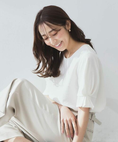 index / インデックス シャツ・ブラウス | 《8色展開/XS-LLサイズ》タックパフスリーブブラウス【洗濯機洗い可/吸水速乾/防シワ/抗ピル】 | 詳細6