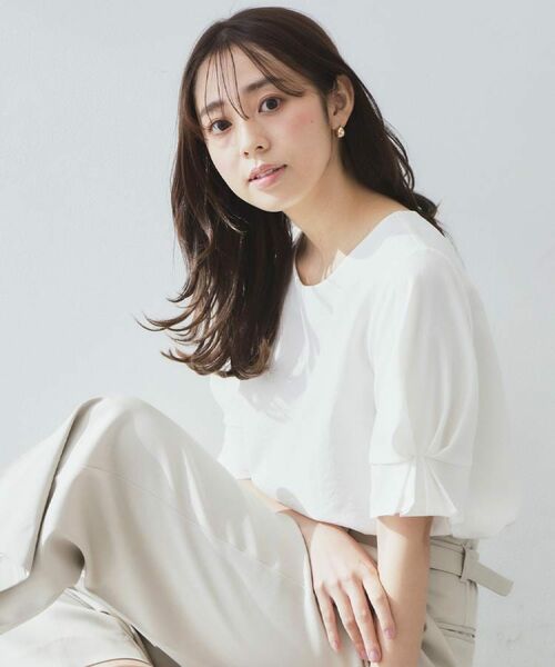 index / インデックス シャツ・ブラウス | 《8色展開/XS-LLサイズ》タックパフスリーブブラウス【洗濯機洗い可/吸水速乾/防シワ/抗ピル】 | 詳細7