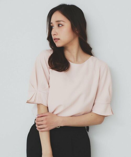 index / インデックス シャツ・ブラウス | 《8色展開/XS-LLサイズ》タックパフスリーブブラウス【洗濯機洗い可/吸水速乾/防シワ/抗ピル】(ライトピンク(070))