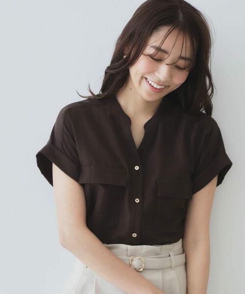 index / インデックス シャツ・ブラウス | ダブルポケットスキッパーブラウス【洗濯機洗い可/イージーアイロン】 | 詳細21