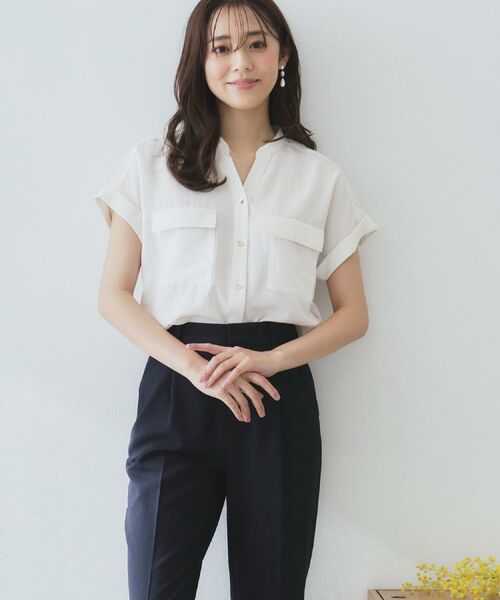 index / インデックス シャツ・ブラウス | ダブルポケットスキッパーブラウス【洗濯機洗い可/イージーアイロン】 | 詳細4