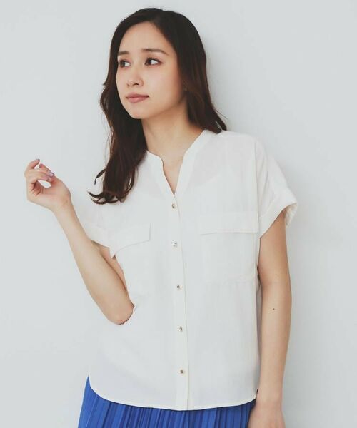 index / インデックス シャツ・ブラウス | ダブルポケットスキッパーブラウス【洗濯機洗い可/イージーアイロン】 | 詳細8