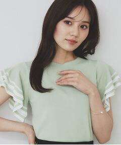 index / インデックス ニット・セーター | ボーダーフリルスリーブニット【洗濯機洗い可】