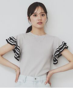 index / インデックス ニット・セーター | ボーダーフリルスリーブニット【洗濯機洗い可】